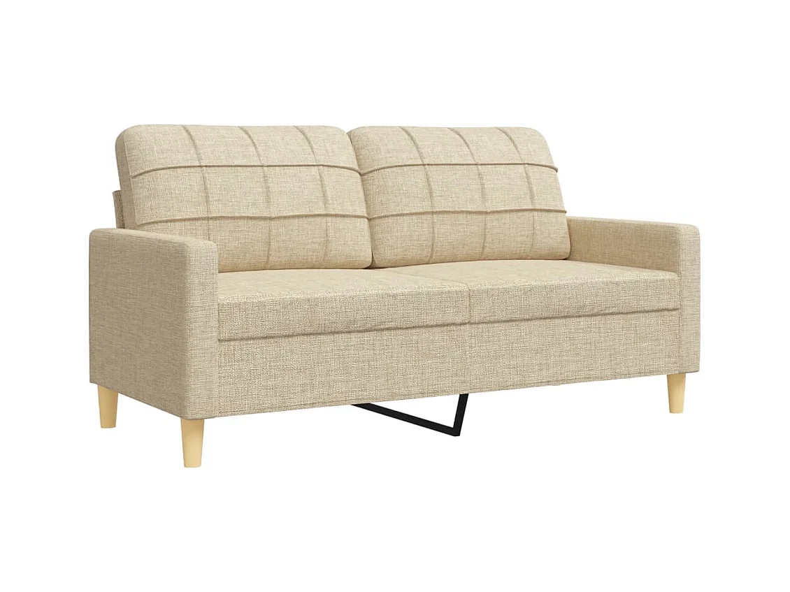 Set di divani 4 pezzi con poggiapiedi in tessuto crema