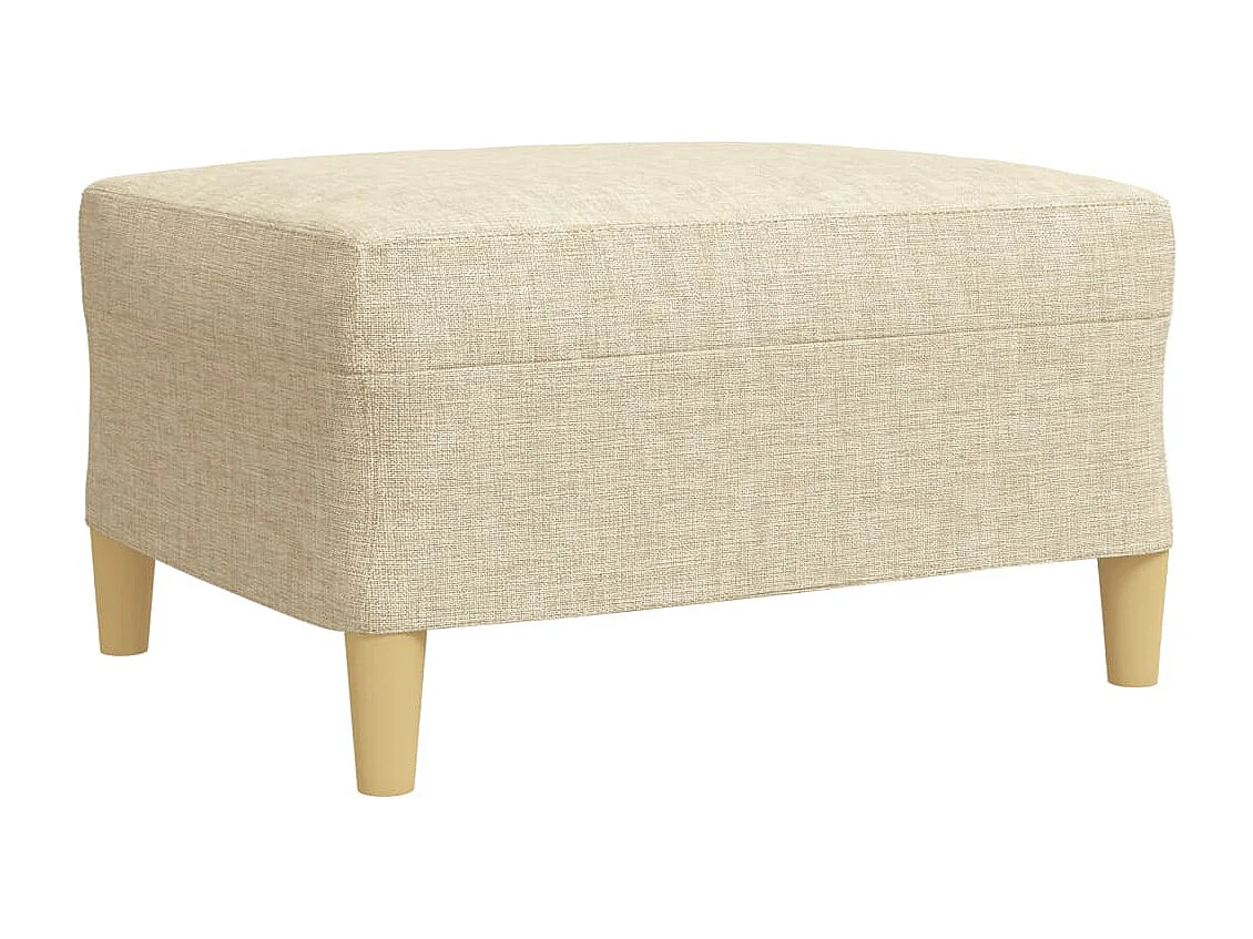 4-teiliges Sofaset mit Fußhocker, cremefarbener Stoff