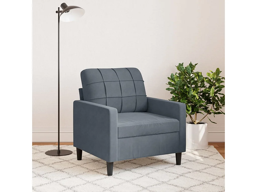 Sillón Gris Oscuro 60 cm Terciopelo