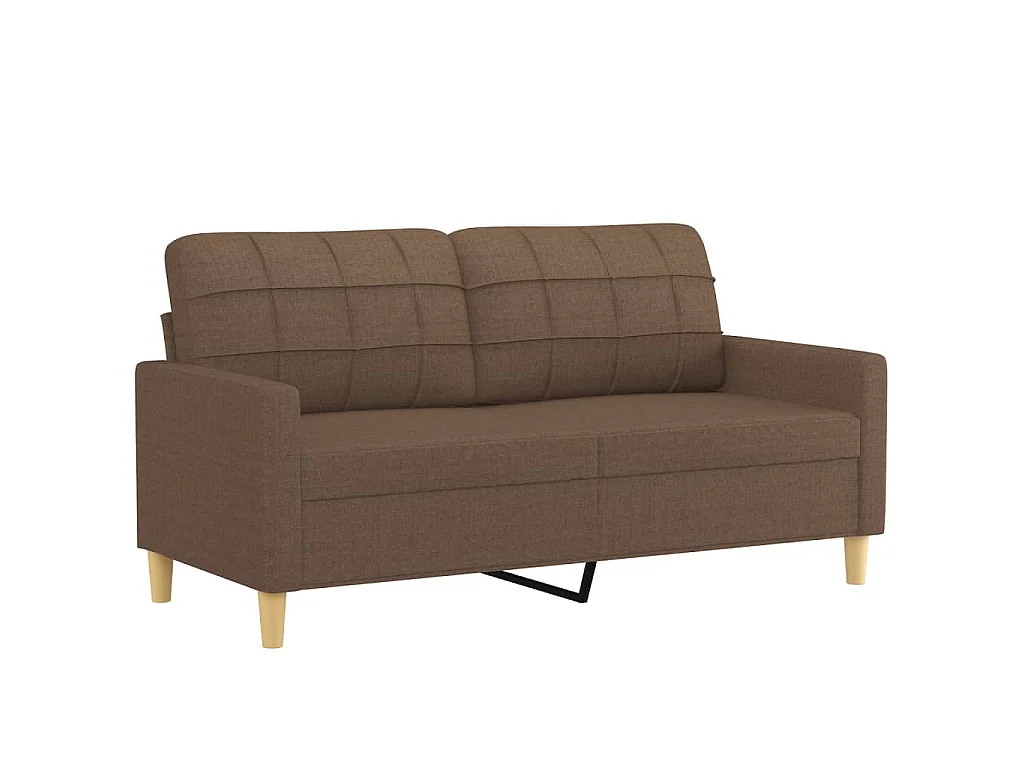 Set di divani 2 pezzi con cuscini in tessuto marrone