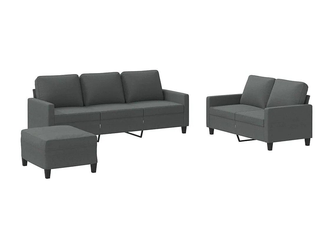 Ensemble de canapés 3 pcs avec coussins Gris foncé Tissu