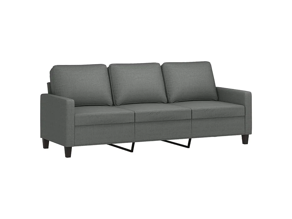 Set di divani 3 pezzi con cuscini in tessuto grigio scuro