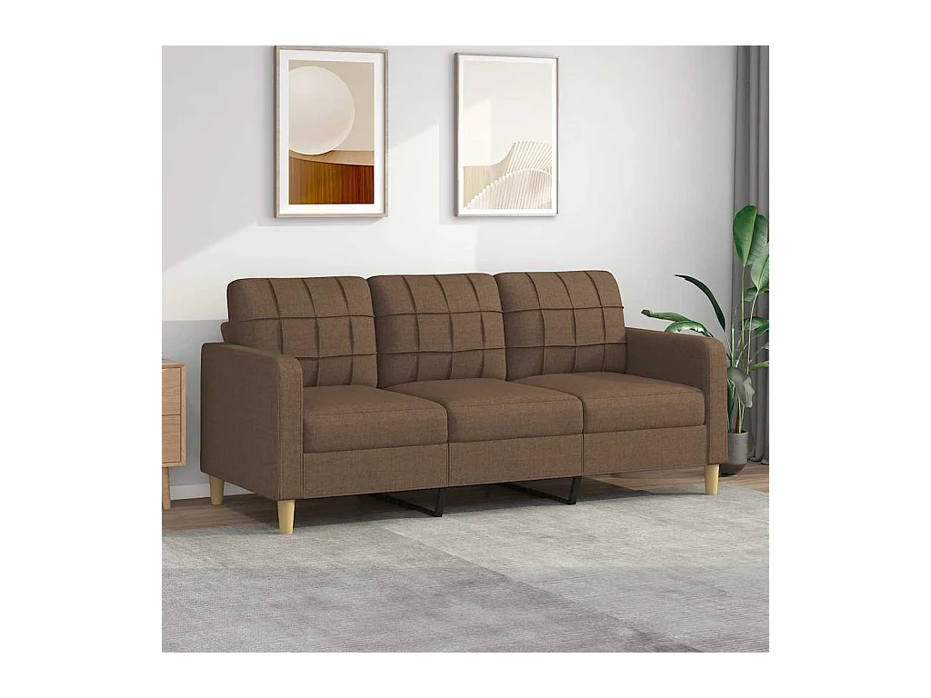 Sofá 3 plazas Tela Marrón 180 cm