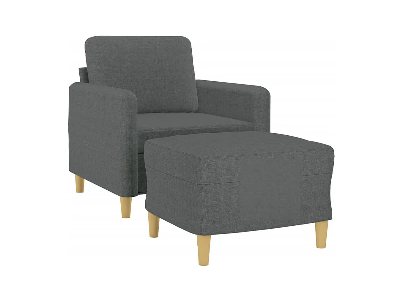 Fauteuil avec repose-pied Gris foncé 60 cm Tissu