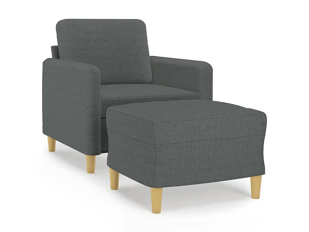 Fauteuil avec repose-pied Gris foncé 60 cm Tissu
