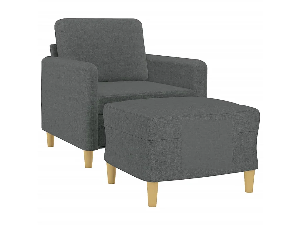 Fauteuil avec repose-pied Gris foncé 60 cm Tissu