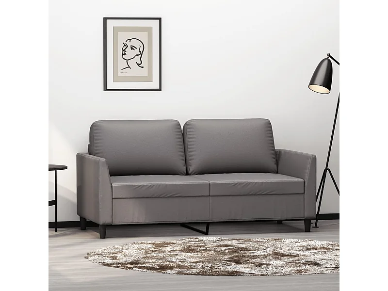 2-Sitzer-Sofa Grau 140 cm Kunstleder