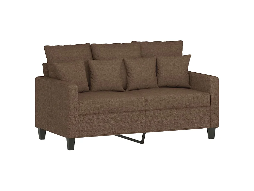 2-teiliges Sofaset mit Kissen, brauner Stoff
