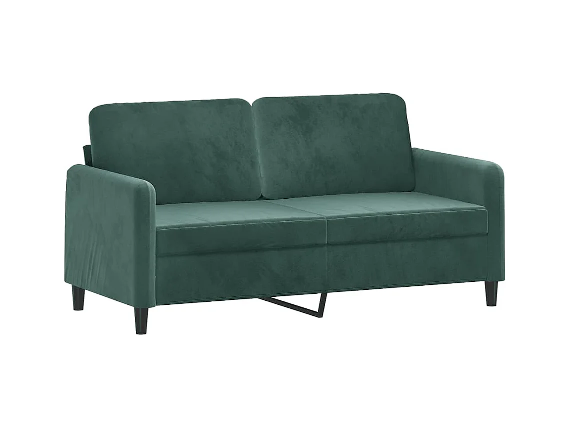 2-teiliges Sofaset mit dunkelgrünen Samtkissen