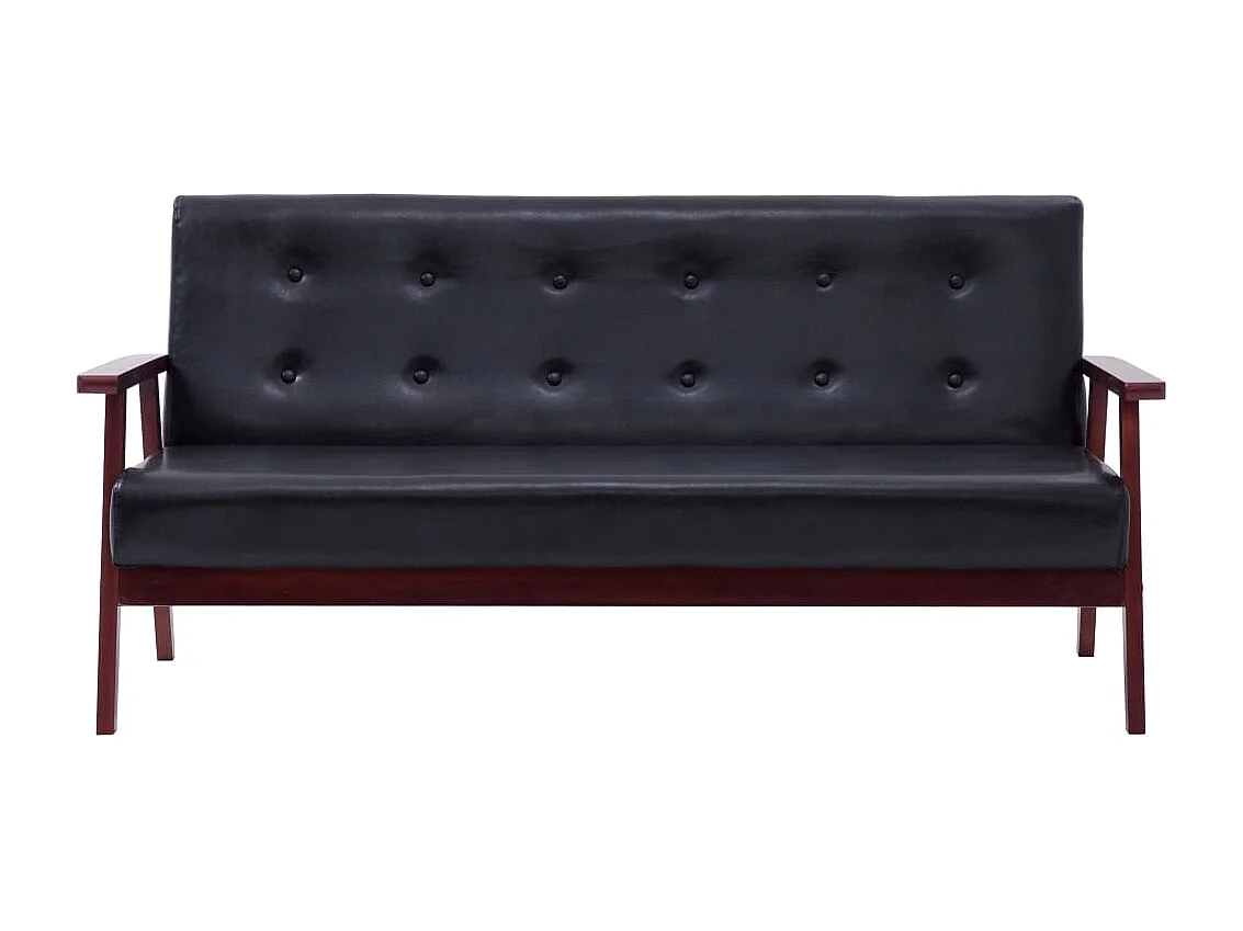 Conjunto de sofá de 2 piezas en piel sintética negra