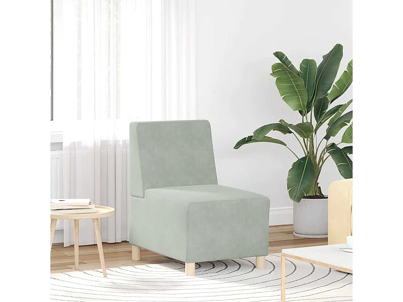 Canapé modulaire sans accoudoirs Gris clair 55 cm Velours