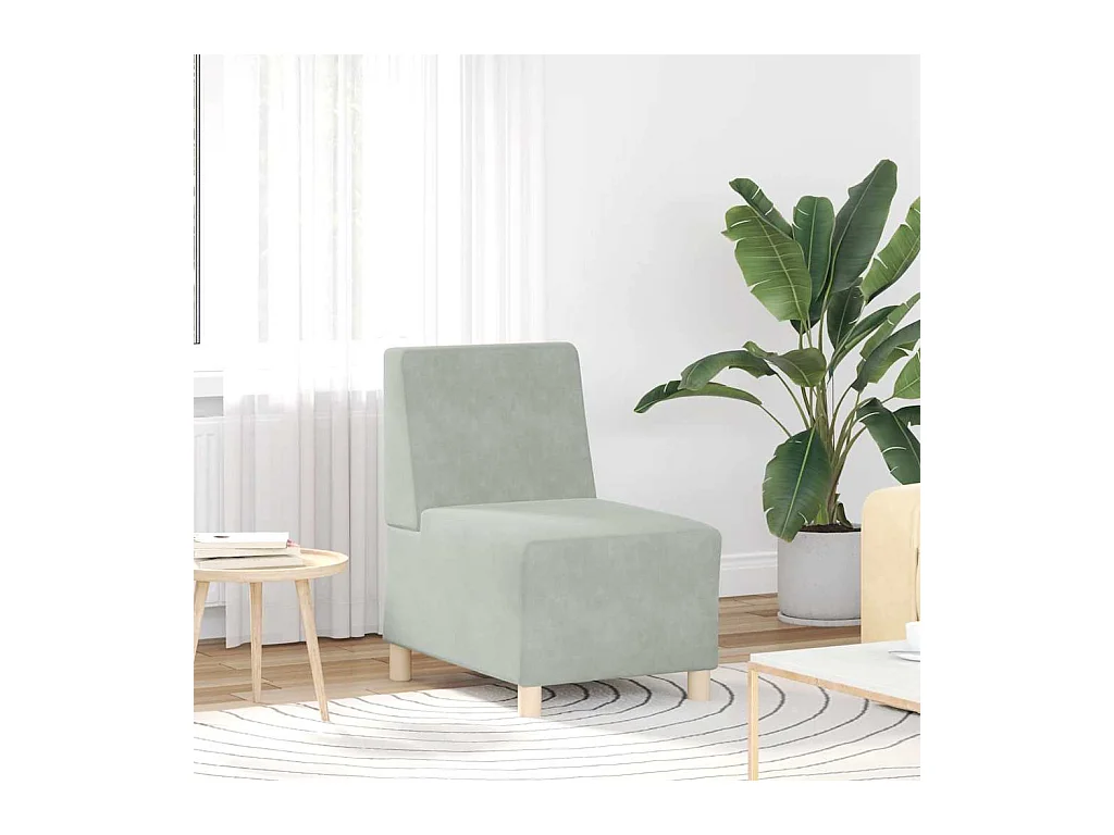 Canapé modulaire sans accoudoirs Gris clair 55 cm Velours