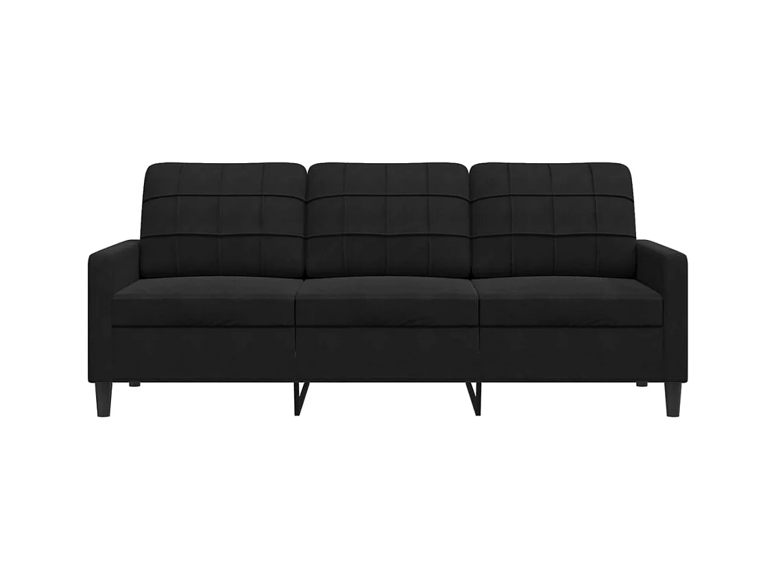 Sofá 3 plazas Terciopelo Negro 180 cm