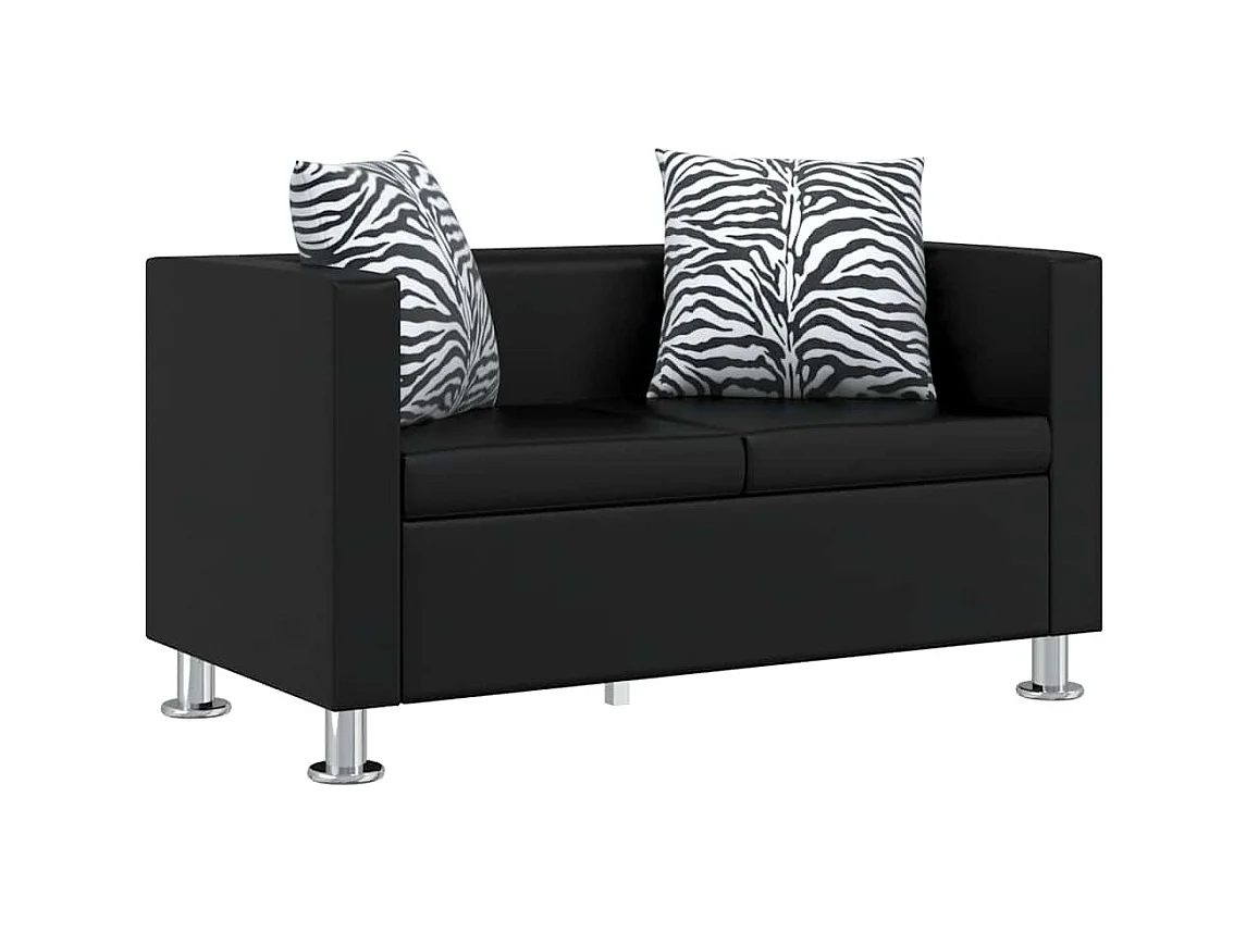 Sofá de 2 plazas en piel sintética negra