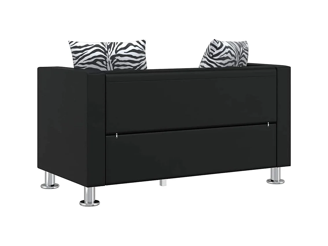 Sofá de 2 plazas en piel sintética negra