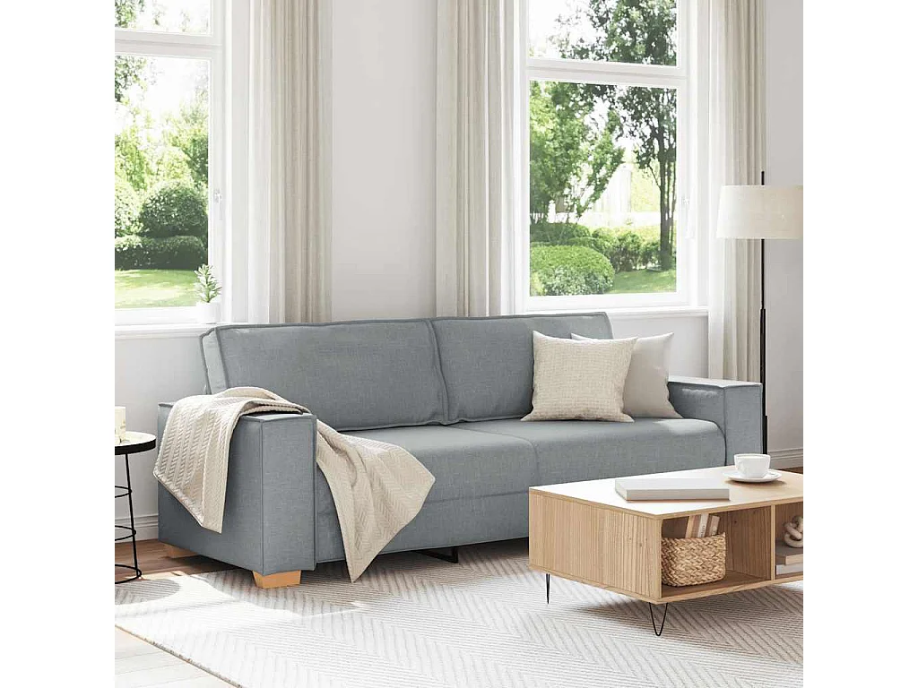 Canapé 3 places Gris clair 180 cm Tissu