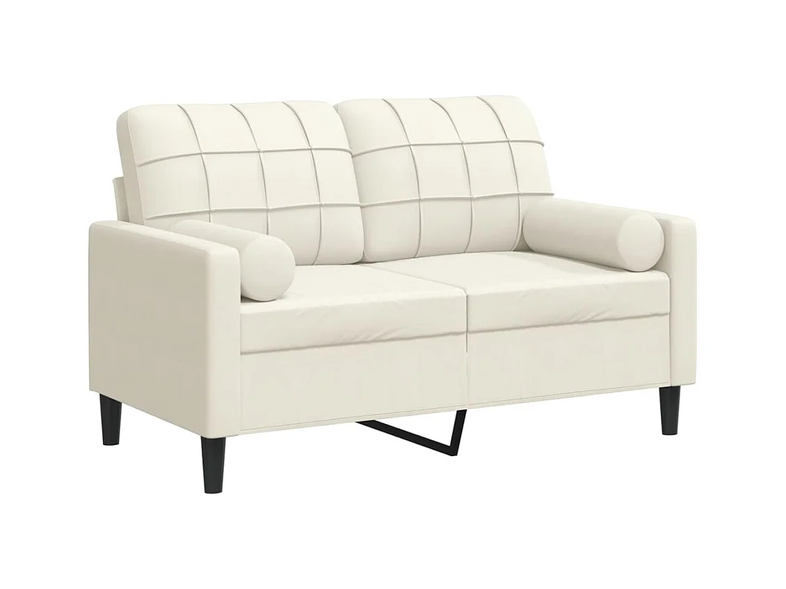 2-zitsbank met sierkussens crème 120 cm fluweel