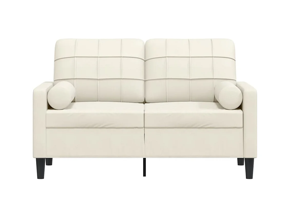 2-zitsbank met sierkussens crème 120 cm fluweel