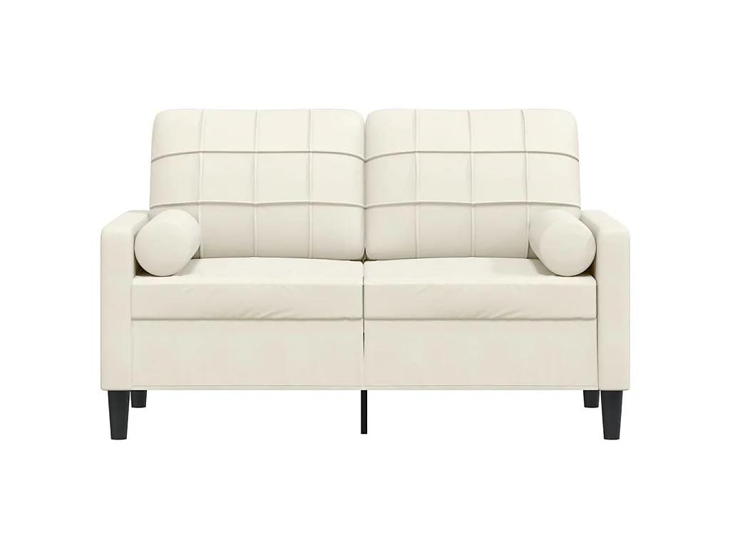 Divano 2 posti con cuscini decorativi crema 120 cm velluto