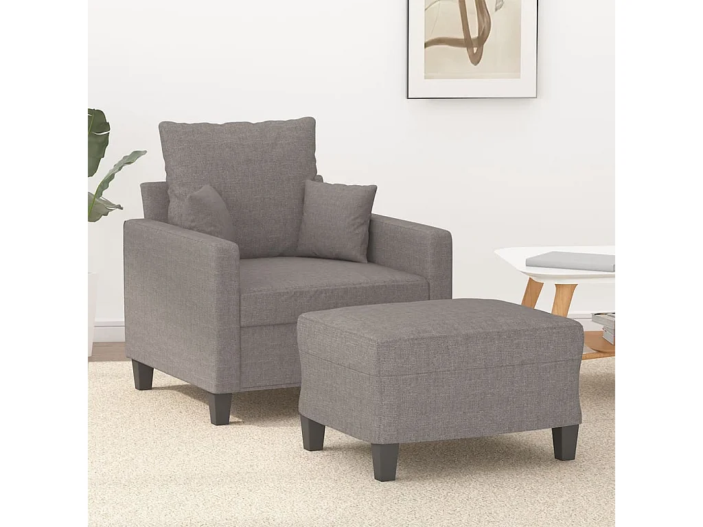 Poltrona con poggiapiedi Tessuto Taupe 60 cm