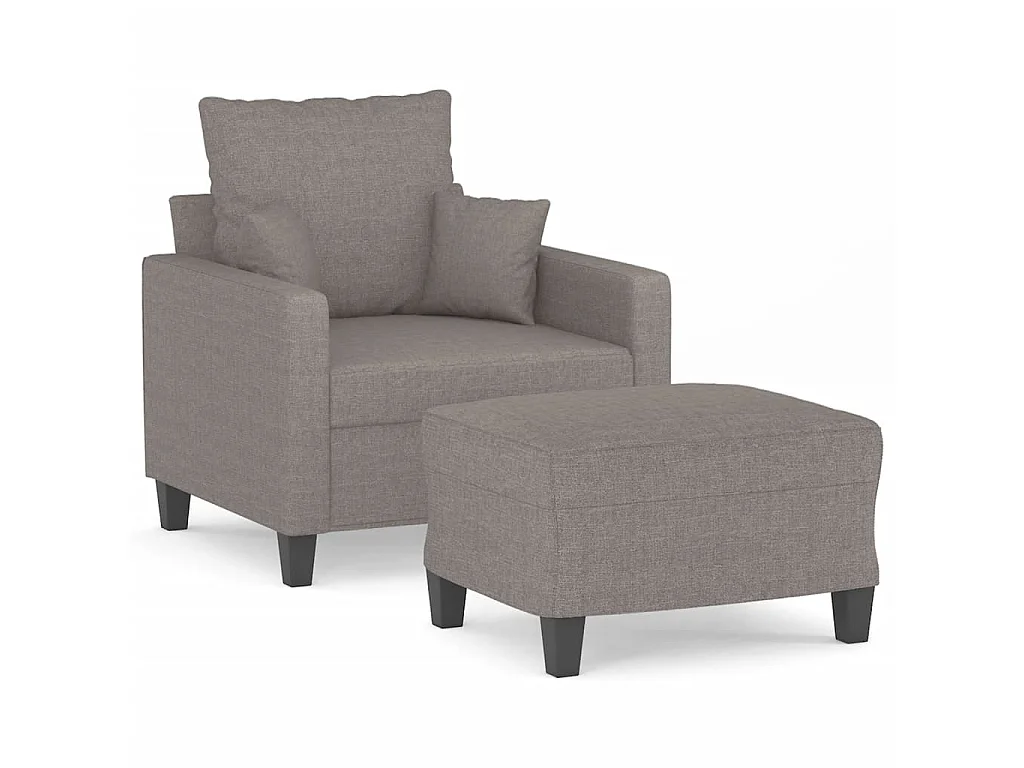 Poltrona con poggiapiedi Tessuto Taupe 60 cm