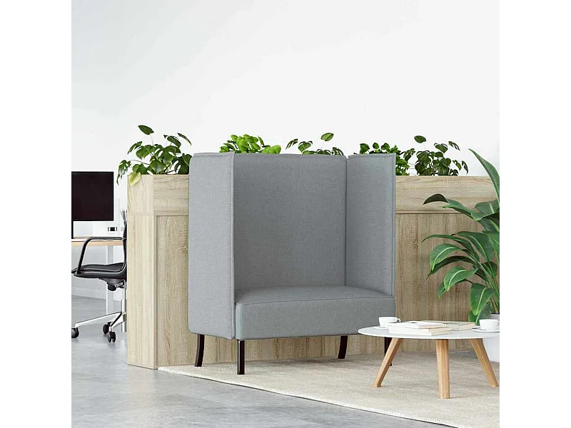 Sofá de respaldo alto gris claro 109 x 56 x 121 cm tela