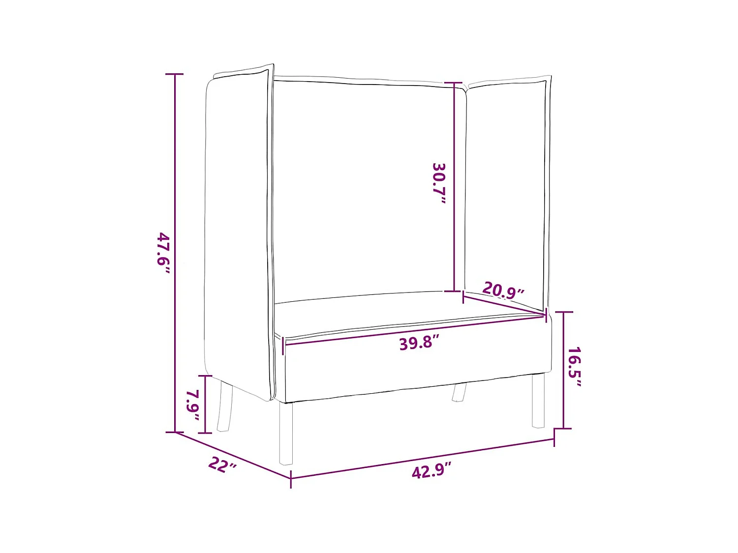 Canapé à Haut Dossier Gris clair 109 x 56 x 121 cm tissu