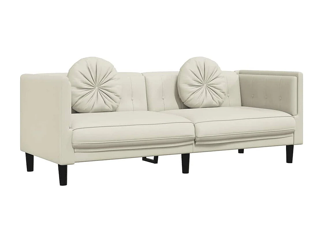 Sofá de 3 plazas de terciopelo crema con cojines