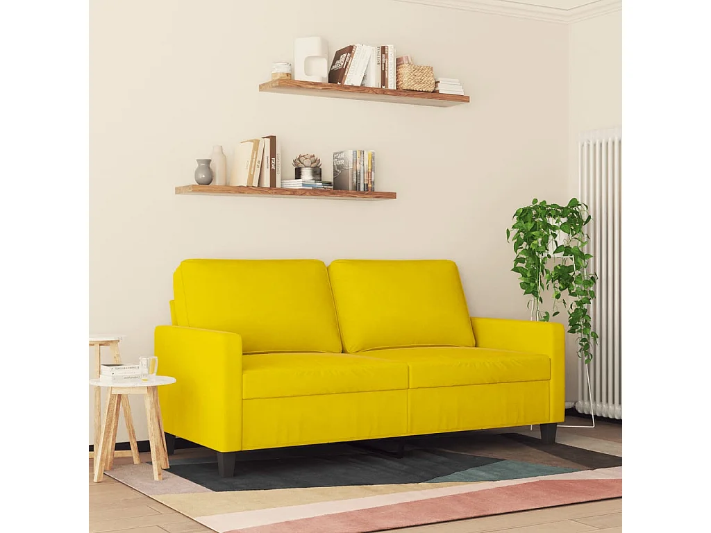 Sofá 2 plazas Amarillo 140 cm Terciopelo