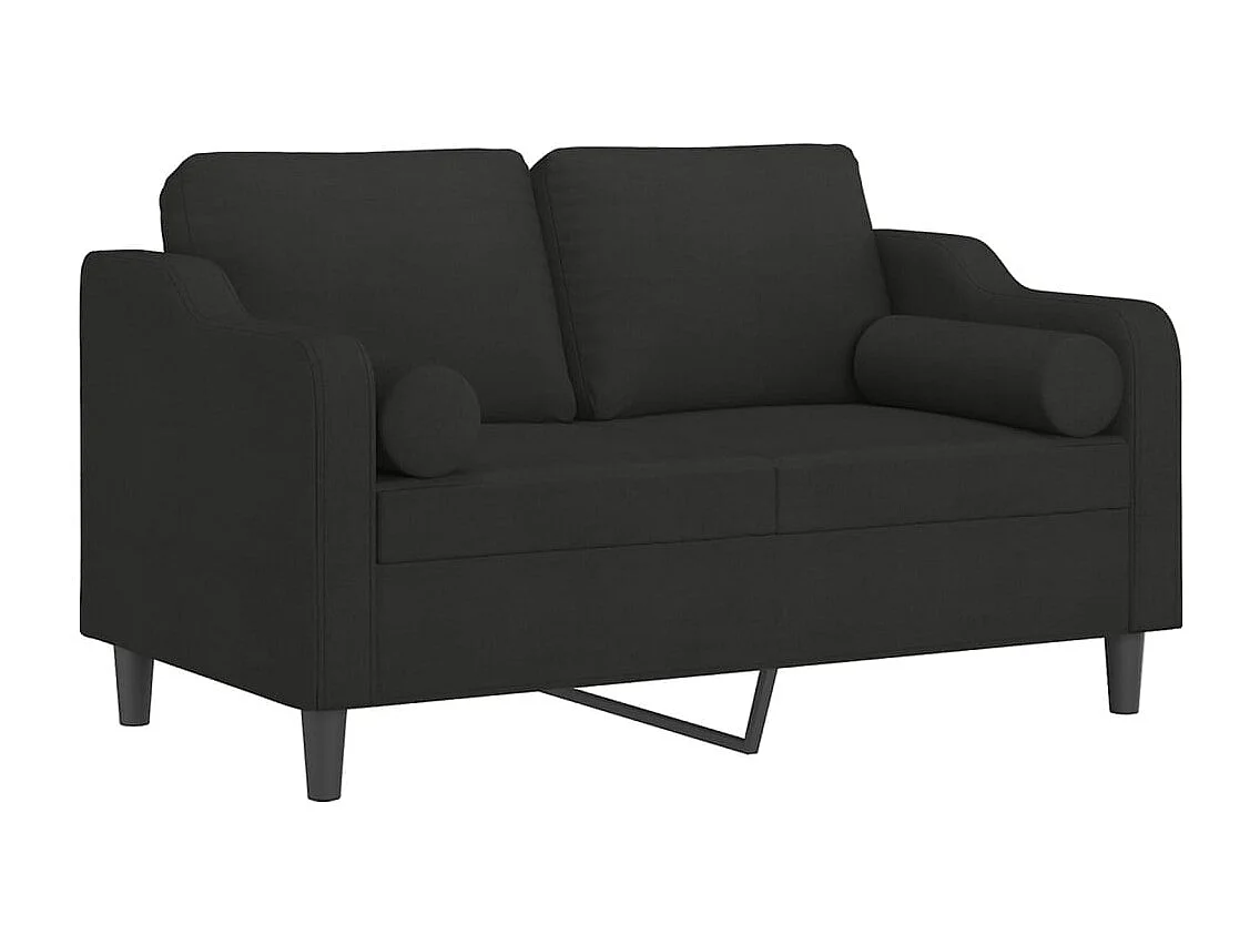 Sofá de 2 plazas con cojines decorativos tela negra 120 cm