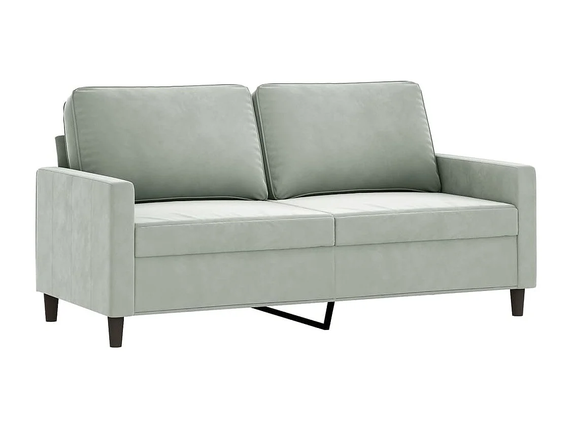 3-teiliges Sofaset mit Kissen, hellgrauer Samt