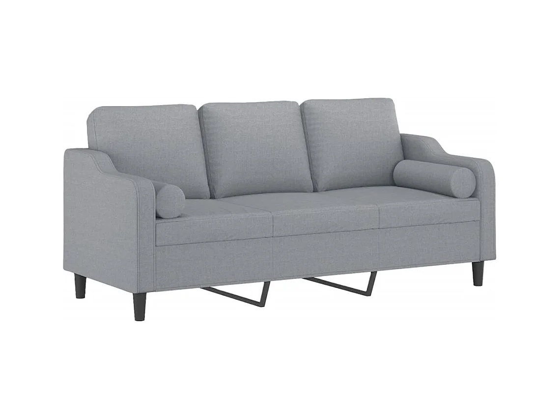 Sofá de 3 plazas con cojines gris claro de tela de 180 cm