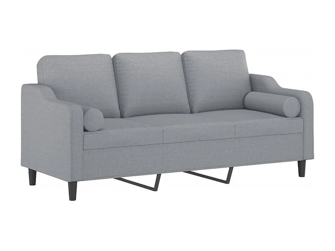Sofá de 3 plazas con cojines gris claro de tela de 180 cm