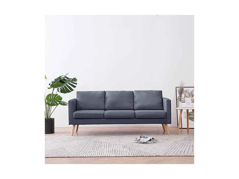 Canapé à 3 places Tissu Gris foncé