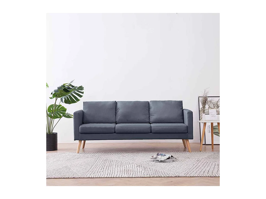 Canapé à 3 places Tissu Gris foncé