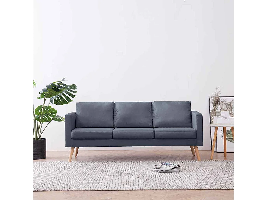 Canapé à 3 places Tissu Gris foncé