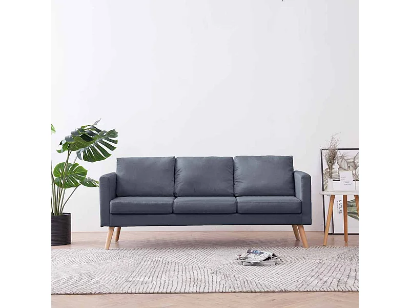 Canapé à 3 places Tissu Gris foncé