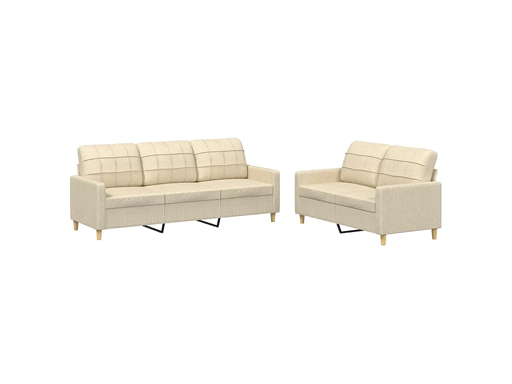 Conjunto de sofá de 2 piezas con cojines de tela color crema