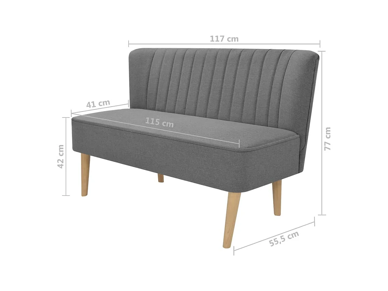 Bank 117 x 55,5 x 77 cm Lichtgrijze stof