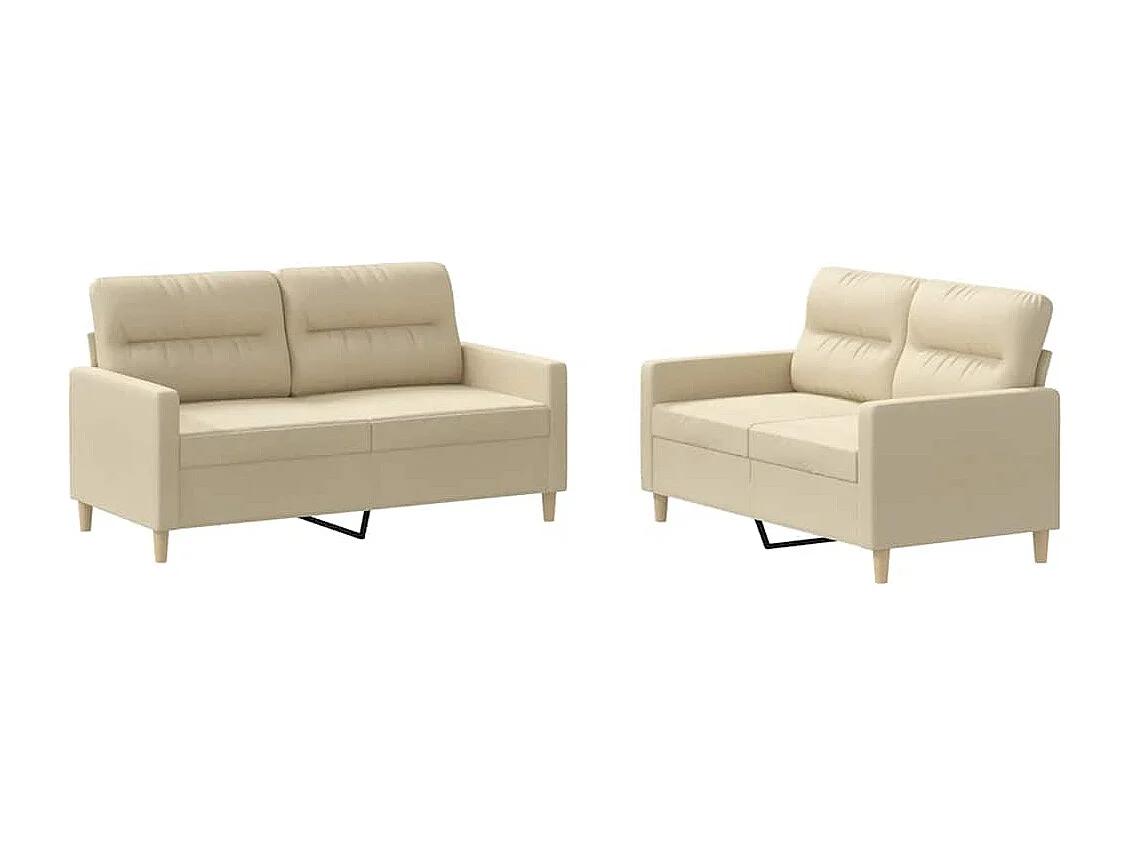 Conjunto de sofá de 2 piezas con cojines de tela color crema