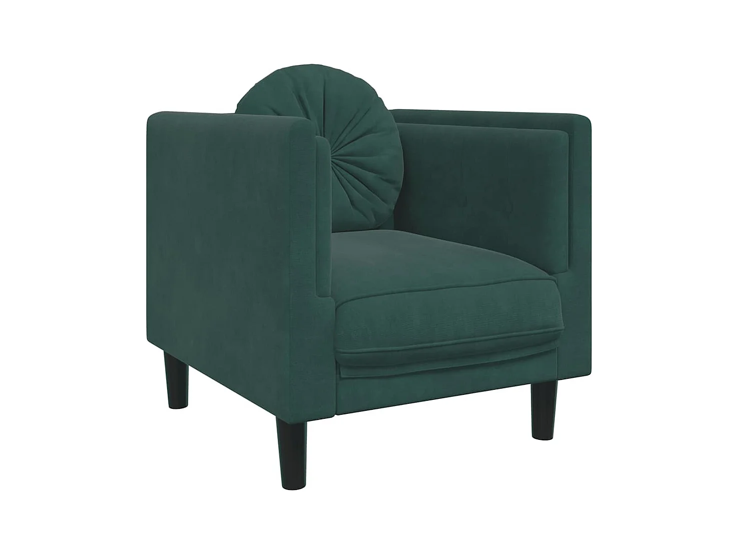 Sillón con cojín de terciopelo verde oscuro