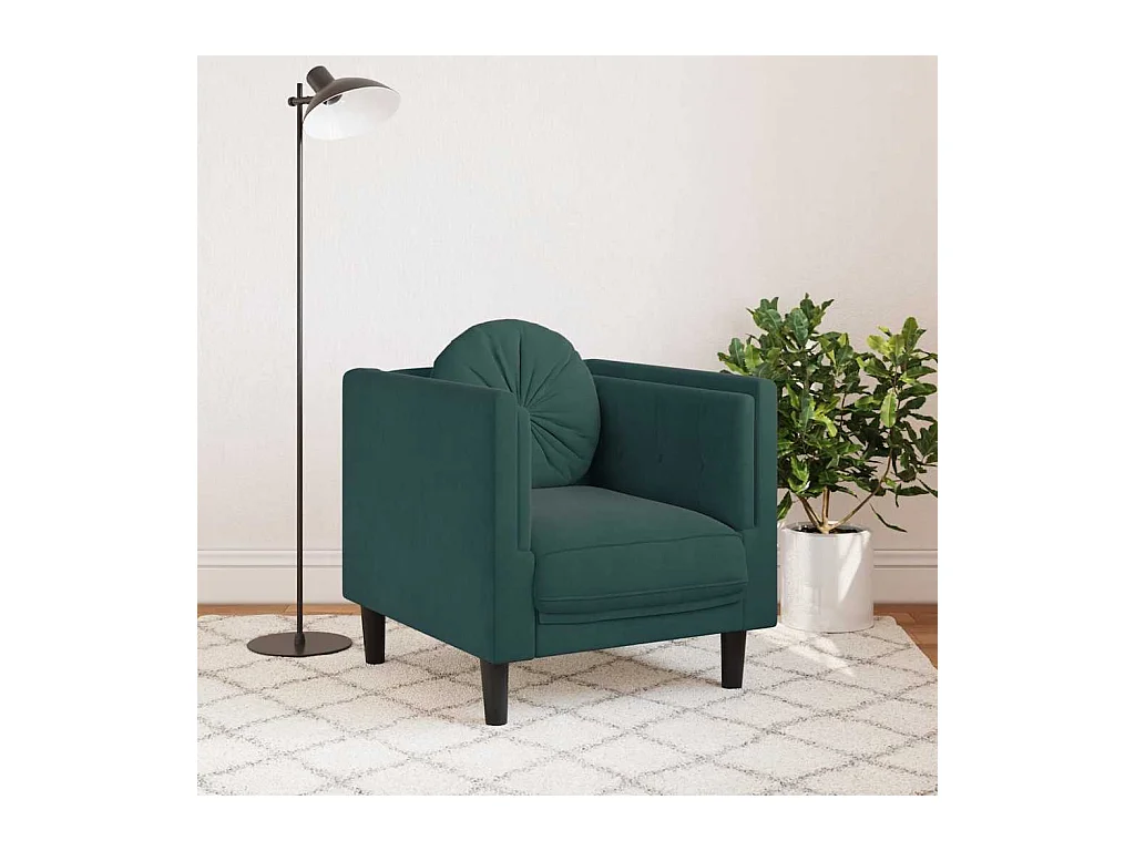 Sillón con cojín de terciopelo verde oscuro