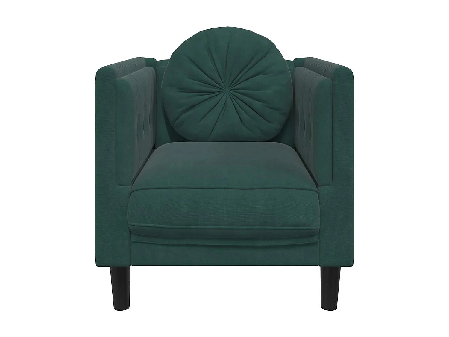 Sillón con cojín de terciopelo verde oscuro