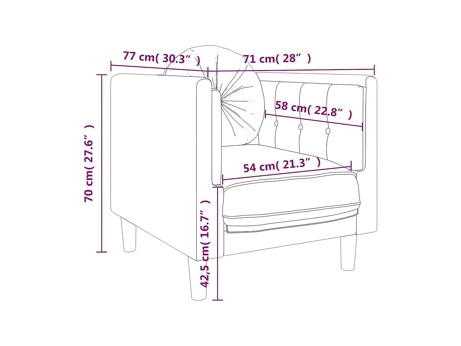 Sillón con cojín de terciopelo verde oscuro