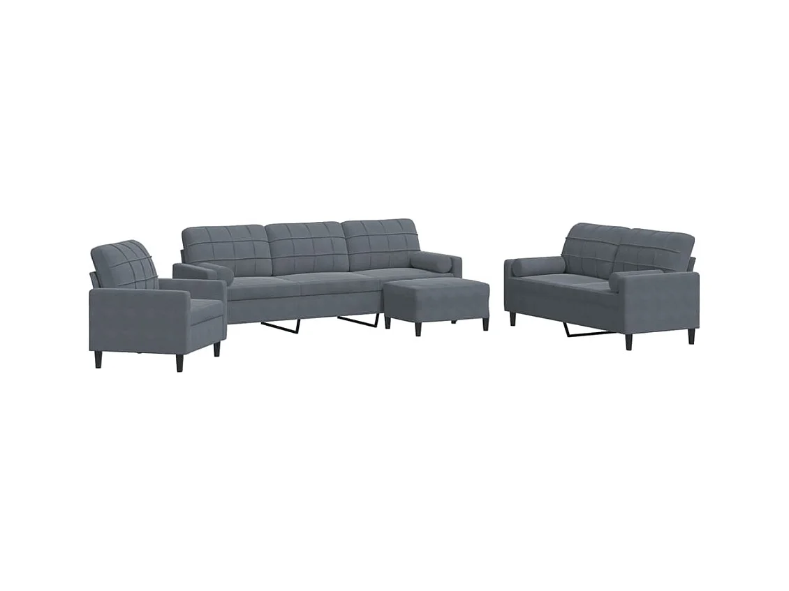 Conjunto de sofá de 4 piezas con cojines y almohadones de terciopelo