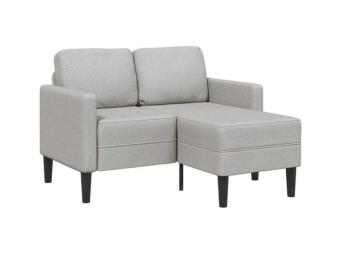 Canapé 2 places avec méridienne en L gris nuage 125 cm tissu