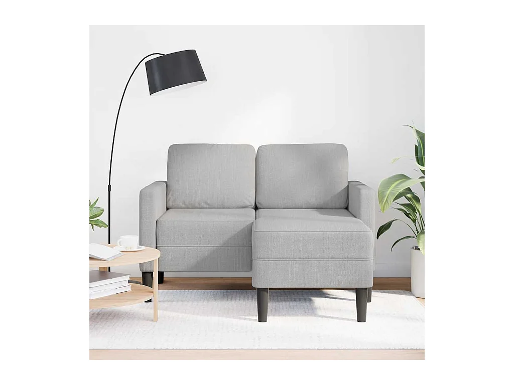 Canapé 2 places avec méridienne en L gris nuage 125 cm tissu