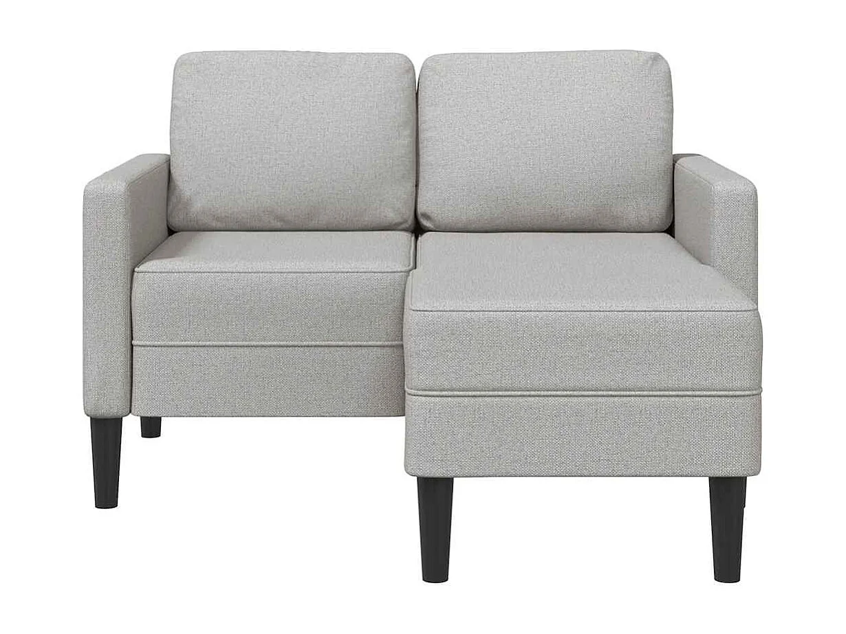 2-zitsbank met L-vormige chaise longue in wolkengrijs 125 cm stof