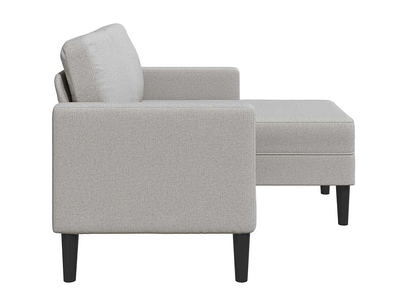 2-zitsbank met L-vormige chaise longue in wolkengrijs 125 cm stof