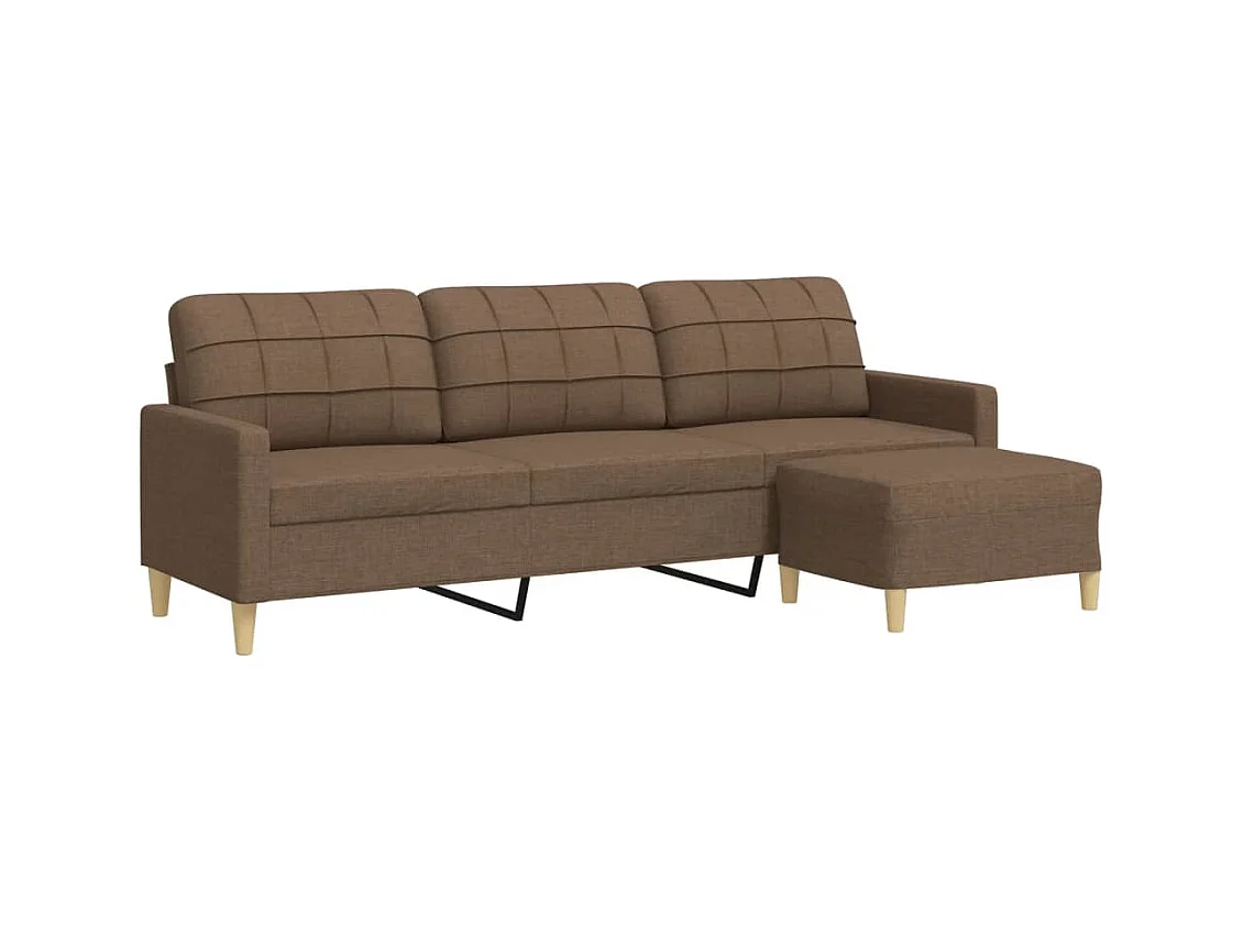 3-Sitzer-Sofa mit Fußhocker Braun 210 cm Stoff